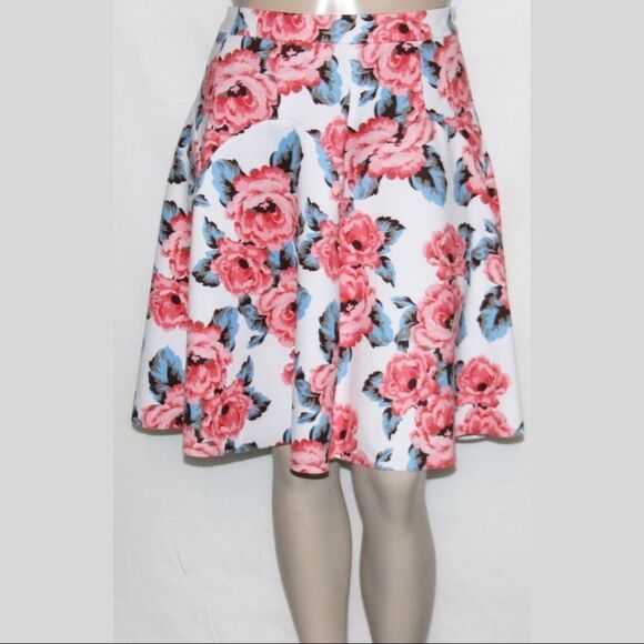 Multicolor Floral Knee A Line Knee Length Skirt -NEW - Picture 3 of 3